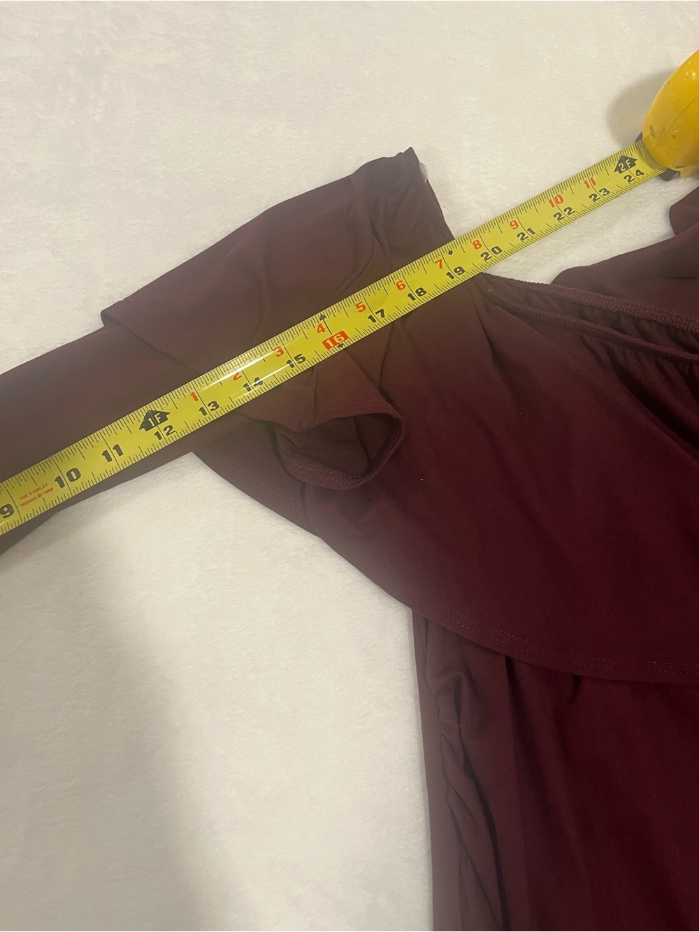 PinkBlush Burgundy Off The Shoulder Ruffle Maternity Dress - Size Small - Picture 7 of 7
